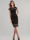 Платье-футляр черное с гипюровыми полупрозрачными вставкими | 6548155 | фото 2