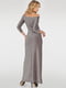 Платье с открытыми плечами из серебристо-бордового трикотажа с люрексом | 6548204 | фото 4