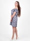 Платье А-силуэта синее в принт | 6548210 | фото 2
