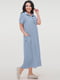 Серо-голубое платье-рубашка из тонкого штапеля | 6548213 | фото 6