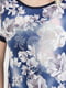 Летнее платье-трапеция темно-синего цвета в цветочный принт | 6548215 | фото 4