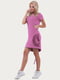 Платье-футболка розовая с принтом | 6548352 | фото 3