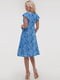 Штапельное платье А-силуэта голубое в цветочным принт с рукавами -крылишками | 6548370 | фото 3