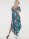 Платье А-силуэта бирюзового цвета в принт | 6548407 | фото 6