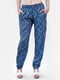 Повседневные синие брюки с мелким цветочным принтом | 6548430