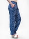 Повседневные синие брюки с мелким цветочным принтом | 6548430 | фото 2