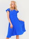 Сукня А-силуету кольору електрик з принтом | 6548462