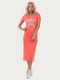 Платье-футболка оранжевое с рисунком | 6548467