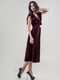 Платье А-силуэта бархатное фиолетовое с поясом | 6548500 | фото 2