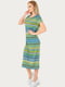 Сукня-футболка салатового кольору у смужку | 6548502 | фото 2