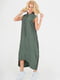 Платье цвета хаки со скошенным подолом | 6548525 | фото 2