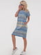 Сукня з віскозного трикотажу у смужку жовто-блакитного кольору | 6548556 | фото 2