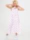 Платье А-силуэта белое с розовыми фламинго с карманами из штапеля | 6548561 | фото 2