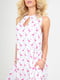 Платье А-силуэта белое с розовыми фламинго с карманами из штапеля | 6548561 | фото 5