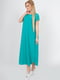 Сукня-балахон кольору морської хвилі з ажурними вставками | 6548593 | фото 3