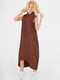 Сукня коричнева зі скошеним подолом | 6548594 | фото 2