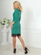 Сукня-футляр зелена з асиметричним розрізом та ажурною підкладкою подола | 6548625 | фото 4