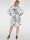 Платье А-силуэта бирюзового цвета в принт | 6548892 | фото 3