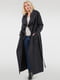 Черное пальто с объемным откладным воротником и поясом | 6548950 | фото 2