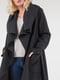 Черное пальто с объемным откладным воротником и поясом | 6548950 | фото 3