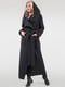 Черное пальто с объемным откладным воротником и поясом | 6548950 | фото 4