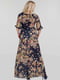 Темно-синие шифоновое платье А-силуэта в цветочный принт | 6549004 | фото 3