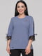 Блуза серо-голубого цвета с люрексом и гипюровыми вставками | 6549039