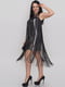 Сукня з декоративною тасьмою чорного кольору та кокетками із напівпрозорої сітки | 6549044 | фото 2