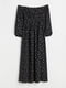 Платье А-силуэта черное с цветочным принтом | 6567505 | фото 2