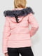Розовая куртка с меховой отделкой на капюшоне | 6569049 | фото 4