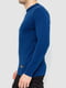 Полушерстяной синий джемпер с фактурным узором | 6569083 | фото 3