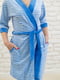 Блакитний смугастий халат з поясом | 6568946 | фото 2