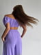 Фиолетовый костюм-тройка с легкой ткани: рубашка, топ и брюки на резинке | 6570197 | фото 4