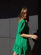 Зеленое мини-платье из натуральной ткани с коротким рукавом на резинке | 6570248 | фото 3