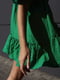Зелена міні-сукня з натуральної тканини з коротким рукавом на резинці | 6570248 | фото 6