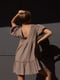 Бежева міні-сукня з натуральної тканини з коротким рукавом на резинці | 6570249 | фото 2