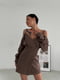Мини-платье А-силуэта цвета мокко на запах с открытыми плечами | 6570252 | фото 3