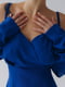 Синя міні-сукня А-силуету на запах з відкритими плечима | 6570254 | фото 7