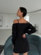 Мини-платье А-силуэта черного цвета на запах с открытыми плечами | 6570255 | фото 3