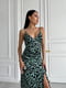 Зелена легка шовкова сукня довжини міді з розрізом | 6570290 | фото 2