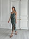 Зелена легка шовкова сукня довжини міді з розрізом | 6570290 | фото 3