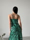 Зелена легка шовкова сукня довжини міді з розрізом | 6570290 | фото 6
