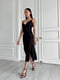 Чорна легка шовкова сукня довжини міді з розрізом | 6570294 | фото 2