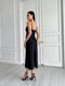 Чорна легка шовкова сукня довжини міді з розрізом | 6570294 | фото 3