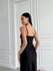 Черное легкое шелковое платье длины миди с разрезом | 6570294 | фото 5