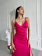 Легка шовкова сукня кольору фуксії довжини міді з розрізом | 6570295 | фото 2
