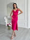 Легка шовкова сукня кольору фуксії довжини міді з розрізом | 6570295 | фото 4
