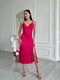 Легка шовкова сукня кольору фуксії довжини міді з розрізом | 6570295 | фото 5