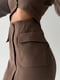 Платье-жакет цвета мокко с оригинальным вырезом и накладными карманами | 6570298 | фото 8