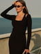 Трикотажное черное платье-футляр длины миди | 6570326 | фото 3